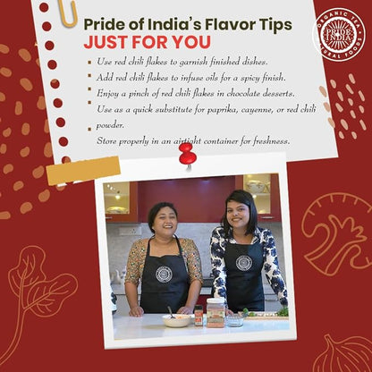 Pride Of India – Red Chili Flakes – Gourmet Spice/Culinary Must Have – Pleasant Heat/Distinct Flavor & Aroma – Sprinkle onto Pizza/Pasta/Flatbread – Easy to Store – 6 oz. Medium Dual Sifter Jar