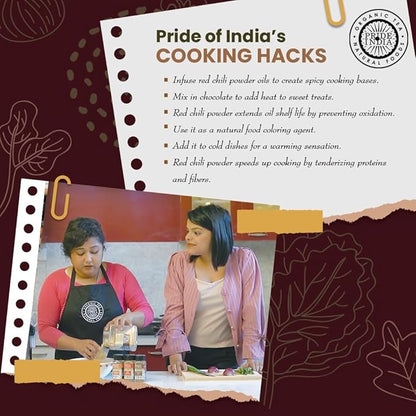 Pride Of India – Red Chili Ground – Traditional Indian Spice – Ideal for Gourmet & Savory Dishes Dishes – GMO/Gluten Free – Easy to Store - 8oz. Medium Dual Sifter Jar