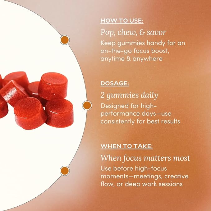 Lion’s Mane Mushroom Gummies for Focus, Memory & Clarity | 500mg Fruiting Body Extract per Serving | Brain Health & Cognitive Support | Organic, Vegan, Gluten-Free | Canyon Cooler Flavor | 30 Servings