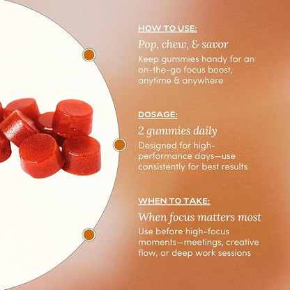 Lion’s Mane Mushroom Gummies for Focus, Memory & Clarity | 500mg Fruiting Body Extract per Serving | Brain Health & Cognitive Support | Organic, Vegan, Gluten-Free | Canyon Cooler Flavor | 30 Servings