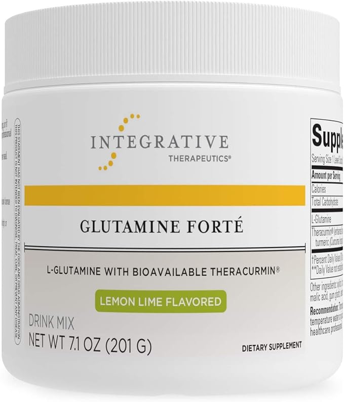 Integrative Therapeutics Glutamine Forté - L-Glutamine Powder for Gut Health Support* - Healthy Gut Support Supplement for Men & Women* - Water-Dispersible Form of Turmeric - 7.09 oz