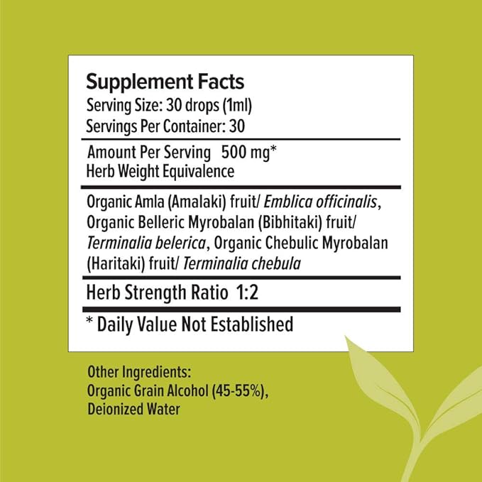 Banyan Botanicals Triphala Liquid Herbal Extract – Organic Triphala Extract with Amla, Haritaki & Bibhitaki – for Daily Detox, Regularity & Rejuvenation* – 1oz. – Non-GMO Sustainably Sourced Vegan