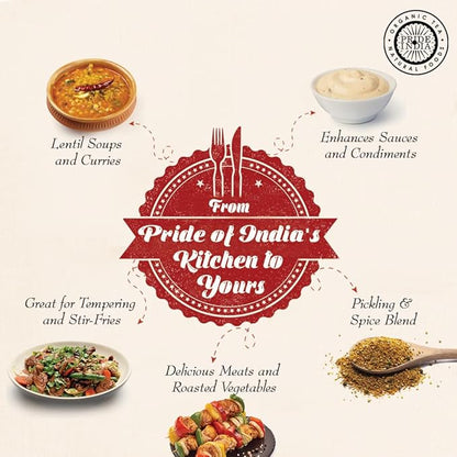 Pride of India – Black Mustard Seed – Gourmet & Vegan Indian Spice – Pungent/Spicy Flavor – Dry Seasoning - Gluten & GMO Free – Easy to Use – 3oz. Small Dual Sifter Bottle
