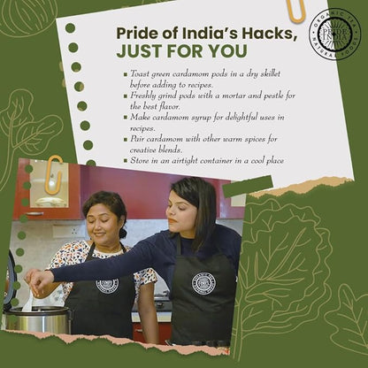 Pride of India – Green Cardamom Whole – Gourmet & Aromatic Spice – Flavoring agent for bakes/teas/drinks & more – Full Bodied Green Pods – 6 oz. Medium Dual Sifter Jar
