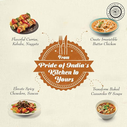 Pride of India | Butter Chicken Kebab Seasoning Marination Spice 1.7 oz (48 gm) Small Dual Sifter Bottle | Gourmet Spice Blend Ideal for Grilling, BBQ & Roasting | Prepare Juicy Kebabs, Chicken, Wraps, Pizza | Vegan, Gluten-Free, Preservatives Free