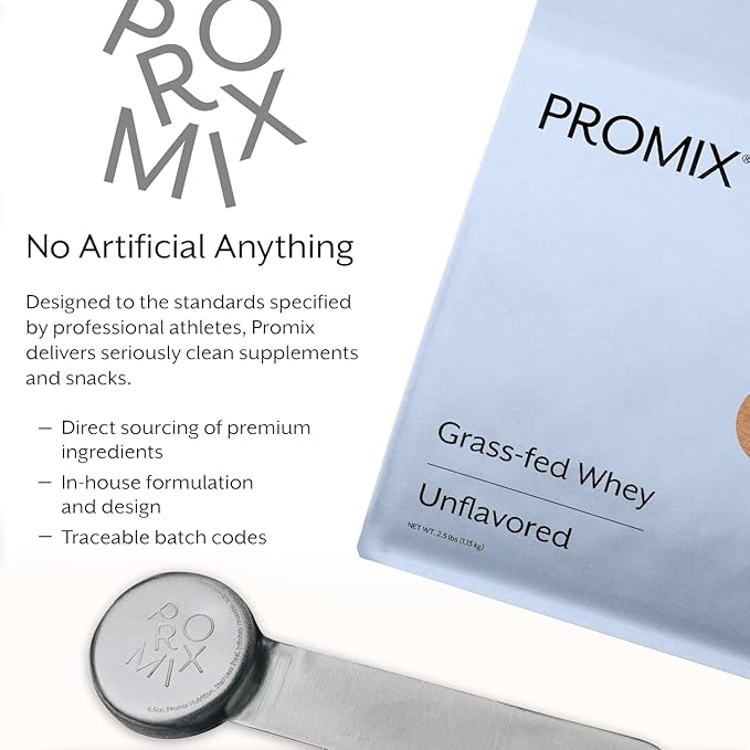 ProMix Nutrition Whey Protein Powder, Unflavored - Grass-Fed - ­Post Workout Fitness & Nutrition Shakes, Smoothies, Baking & Cooking Recipes - Gluten-Free & Keto-Friendly - 5 Pound (Pack of 2)
