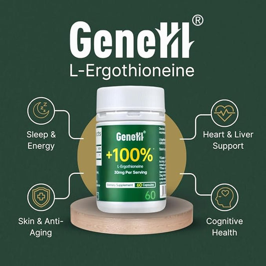 L-Ergothioneine Supplement, 30mg(EGT)/Serving, 6X Ergothioneine Mushroom Extract Supplements Longevity, Immune Support, Heart Health & Brain Supplement, Lab Tested, Made in USA, 60 Servings