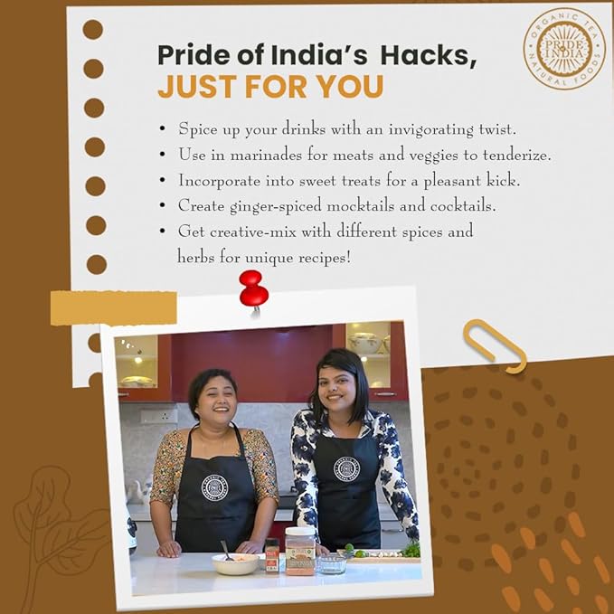 Pride of India | Ginger Fine Ground 6 oz (170 gm) Medium Dual Sifter Bottle | Finely Powdered for Easy Mixing | Perfect for Cookies, Chicken Stir-Fry, Soups, Marinades, Muffins| Fresh Root Powder | Vegan, Gluten-Free, Non-Bioengineered
