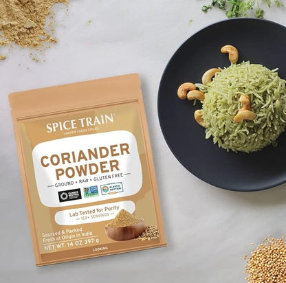 Coriander Powder (14oz) 100% Natural Ground Coriander | Premium Quality and High Value | Non-GMO, Gluten Free, Sourced from India | No Adulterations | Packed in Resealable Ziplock Pouch