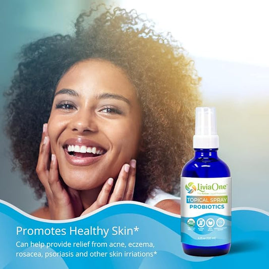 USDA Organic Topical Probiotics for Skin Health | Lactobacillus Acidophilus Probiotic | Gut Health & Immune Support Supplement | Vegan | Non-GMO | Gluten Free | 4 Fl Oz
