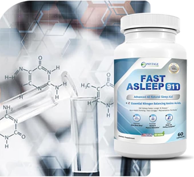 Fast Asleep 911 – Nighttime Routine Supplement with Melatonin & Goji Berries – Plant-Based, Non-Habit Forming Formula – 60 Capsules