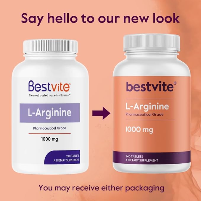 BESTVITE L-Arginine 1000mg per Tablet (480 Tablets) (240 x 2) – Pharmaceutical Grade – Contains 20% More Pure Arginine Compared to Arginine HCl – Nitric Oxide Precursor*