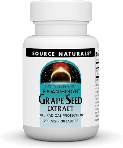 Source Naturals Grape Seed Extract, Proanthodyn 200 mg Antioxidant Protection & Supports Healthy Aging Brain - 30 Tablets