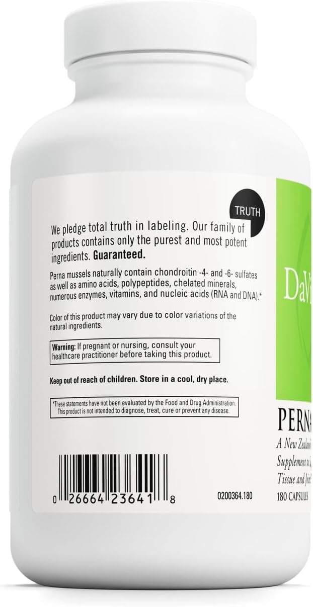DAVINCI Labs Perna - Helps Support Joint Health with New Zealand Green Mussel, a Source of Omega-3, 6, 9 Fatty Acids, Glucosamine & Chondroitin - 180 Capsules (90 Servings)