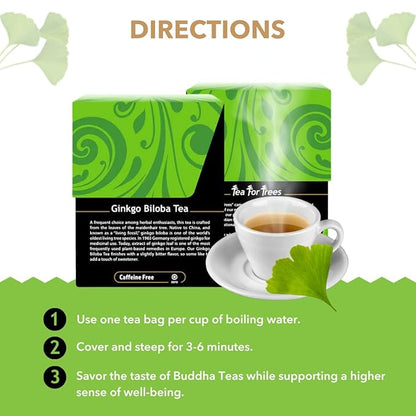 Buddha Teas - Ginkgo Biloba - Organic Herbal Tea - For Cognitive Balance & Overall Health - With Vitamin C - Energizing Blend - Caffeine Free - 100% Kosher & Non-GMO - 18 Tea Bags (Pack of 1)