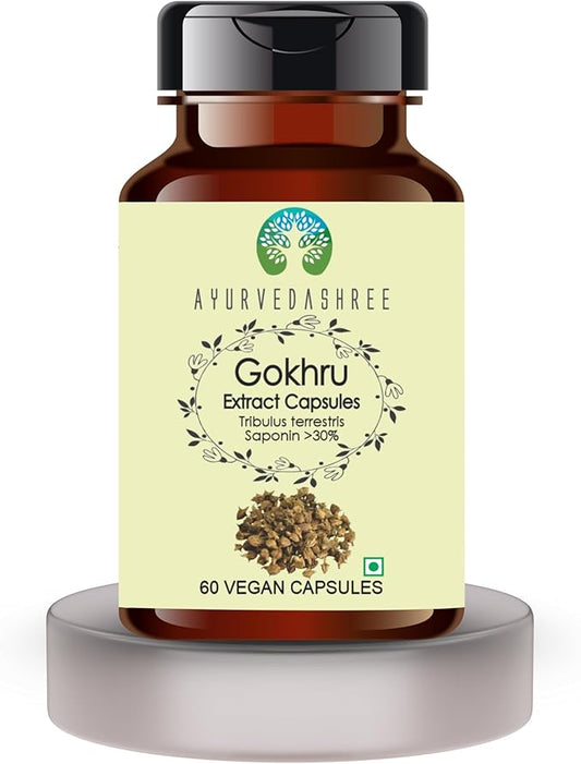 Gokhru Extract 500mg - 60 Vegetarian Capsules|Tribulus Terrestris| All Natural | 100% Vegan | Gluten-Free | GMP Certified