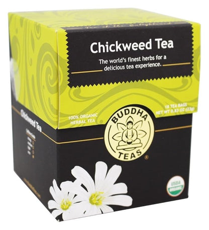 Buddha Teas Organic Chickweed Tea - OU Kosher, USDA Organic, CCOF Organic, 18 Bleach-Free Tea Bags