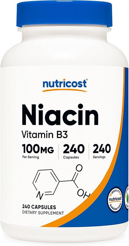 Nutricost Niacin (Vitamin B3) 100mg, 240 Capsules - with Flushing, Non-GMO, Gluten Free