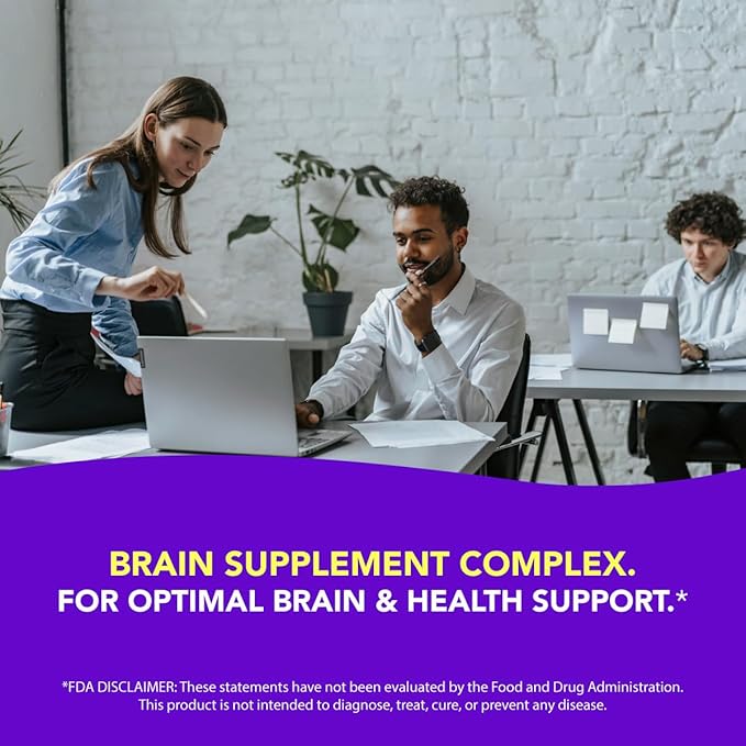 AMANDEAN Brain Supplement. Nootropic Cognitive Support for Memory, Focus, Clarity. Magnesium L-Threonate (Magtein), Lion's Mane Mushroom Extract, Alpha GPC Choline Complex. 90 Veggie Capsules.