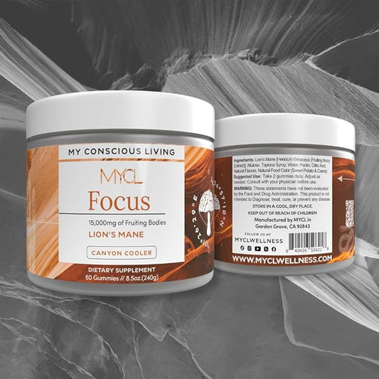 Lion’s Mane Mushroom Gummies for Focus, Memory & Clarity | 500mg Fruiting Body Extract per Serving | Brain Health & Cognitive Support | Organic, Vegan, Gluten-Free | Canyon Cooler Flavor | 30 Servings