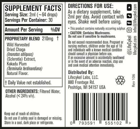Life Cykel This is It Pack - Chaga, Lions Mane & Cordyceps Mushroom Extract - Full-Spectrum Mushroom Tincture for Energy, Mental Clarity & Immune Support - Vegan, Non-GMO- 2Fl/Oz Per Bottle
