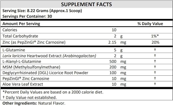 TERRA ORIGIN Healthy Gut Powder Vegan Formula | with L Glutamine, DGL Licorice Root Powder, MSM | Bloating and Leaky Gut | Gut Health for Women and Men | 30- Servings