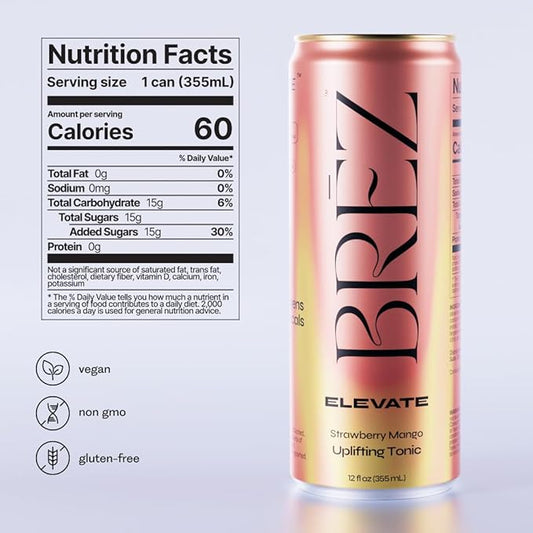 BRĒZ Mushroom Drink Variety Pack - Flow, Dream & Elevate - Lion’s Mane, Reishi, Cordyceps Mushrooms, Non-Infused, Adaptogen Tonics for Focus, Sleep, Mood & Energy, Vegan, 12 fl oz Cans (12 Pack)