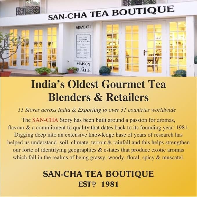 Sancha Tea Boutique Tulsi White Tea | 25 Pyramid Bags | Indian Holy Basil Leaves with Silver Needle White Tea | Rich in Antioxidants & Wellness