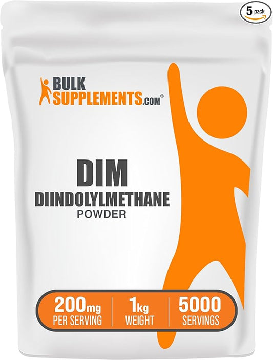 BulkSupplements.com DIM Powder - Diindolylmethane Powder, DIM Supplement for Men & Women - DIM 200mg, Gluten Free - 200mg per Serving, 5kg (11 lbs) (Pack of 5)