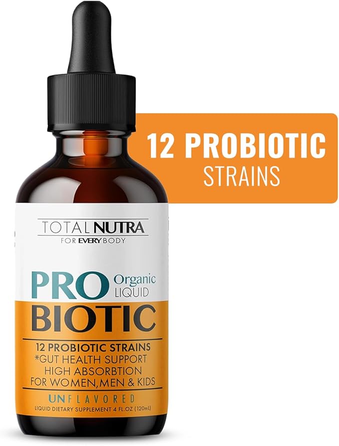 Liquid Probiotic for Women, Men, Kids, Toddler Probiotic: USDA Organic Probiotics, Vegan Probiotic Liquid & Alfalfa Blend + Acidophilus for Gut Health, Dairy Gluten Sugar Free, Non-GMO Oral Probiotics