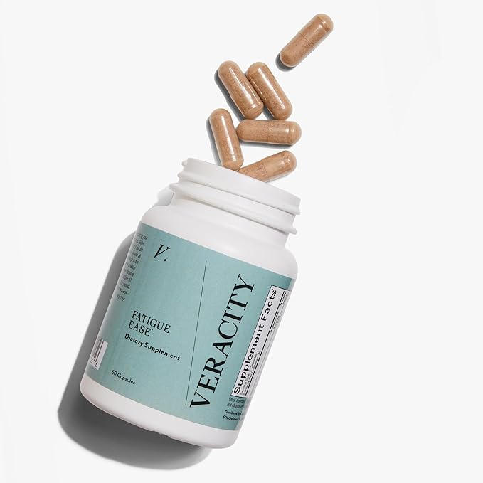 Veracity Fatigue Ease Adrenal Support Supplement for Stress Resilience, Healthy Cortisol & Energy - Adaptogenic Blend of Ashwagandha, Schisandra Berry, Licorice & Rhodiola – 100% Natural - 60 Capsules