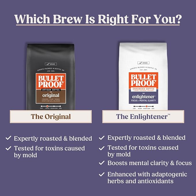 Bulletproof The Enlightener Coffee Pods, 24 Count, Medium-Dark Roast Enhanced Coffee with L-Theanine, Panax Ginseng and Gingko Biloba, Supports Mental Clarity, Focus, and Memory