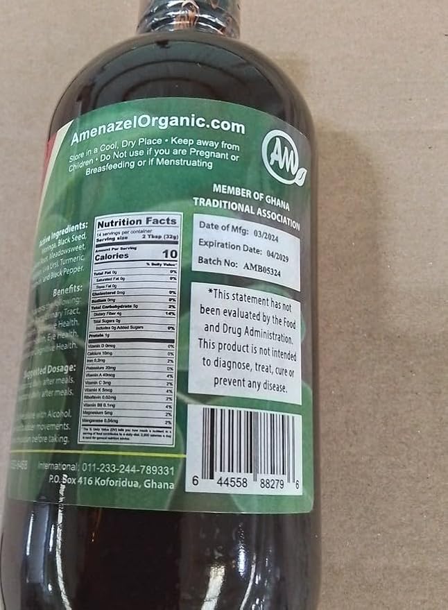Amenazel Organic Moringa Bitters, 16 fl oz