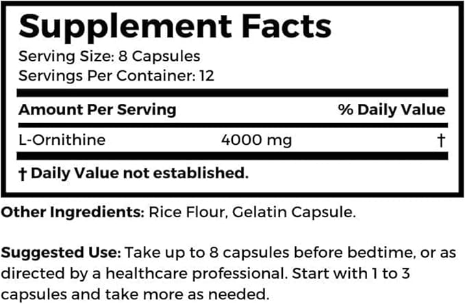Dr Clark Ornithine Dietary Supplement - Gluten Free, Natural Sleep Aid, Promotes Protein Metabolism, Cleansing and Detoxification, 500mg, 100 Gelatin Capsules