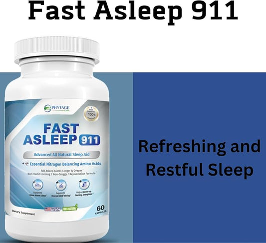 Fast Asleep 911 – Nighttime Routine Supplement with Melatonin & Goji Berries – Plant-Based, Non-Habit Forming Formula – 60 Capsules