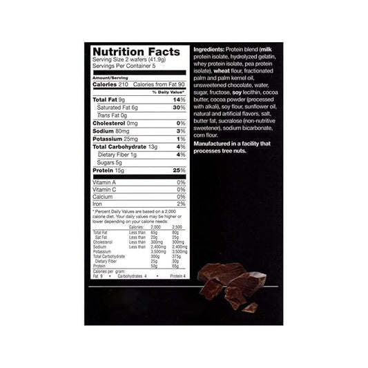 PROTIFIT - High Protein Wafer Bar, 15g Protein, Low Calorie, Low Carb, Low Fat, Trans Fat Free, Cholesterol Free, Ideal Protein Compatible, 5 Servings Per Box (Chocolate)