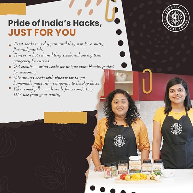 Pride of India – Black Mustard Seed – Gourmet & Vegan Indian Spice – Pungent/Spicy Flavor – Dry Seasoning - Gluten & GMO Free – Easy to Use – 3oz. Small Dual Sifter Bottle