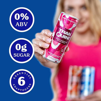 Tranquini Adaptogen Drink, Calming Sparkling Water, Gluten Free, Sugar Free Non Alcoholic Beverage with Ashwagandha Root Extract, 8.5 Fl Oz Cans (8.5 Fl Oz (Pack of 12), Variety Pack)
