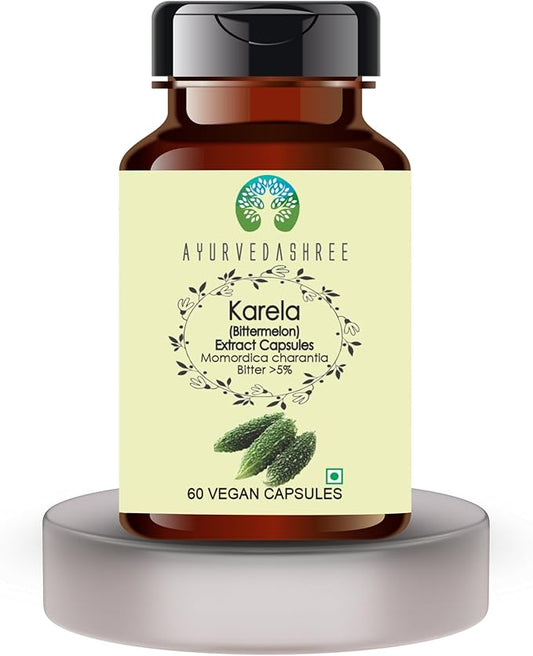Karela Extract 500mg - 60 Vegetarian Capsules|Momordica Charantia| All Natural | 100% Vegan | Gluten-Free | GMP Certified