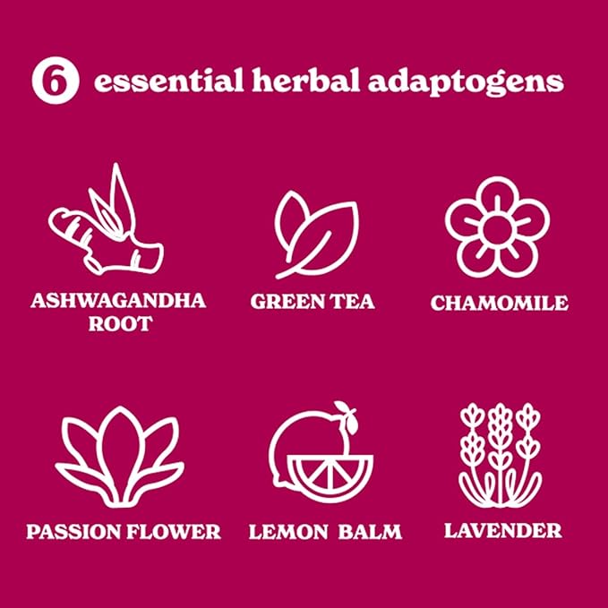 Tranquini Calming Drink With Herbal Adaptogens | Sparkling Water Stress Relief Beverage | Sugar Free, Non Alcoholic, Soda Replacement, Gluten Free, Vegan - 250ml Hibiscus (6 cans)