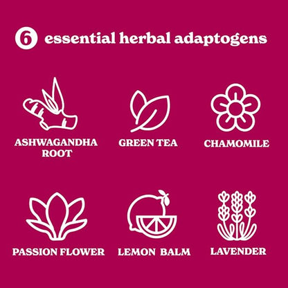 Tranquini Calming Drink With Herbal Adaptogens | Sparkling Water Stress Relief Beverage | Sugar Free, Non Alcoholic, Soda Replacement, Gluten Free, Vegan - 250ml Hibiscus (6 cans)