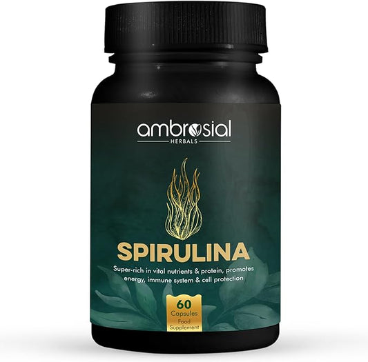 AMBROSIAL Spirulina Capsules 500 mg (Pack of 1-60 Capsules)