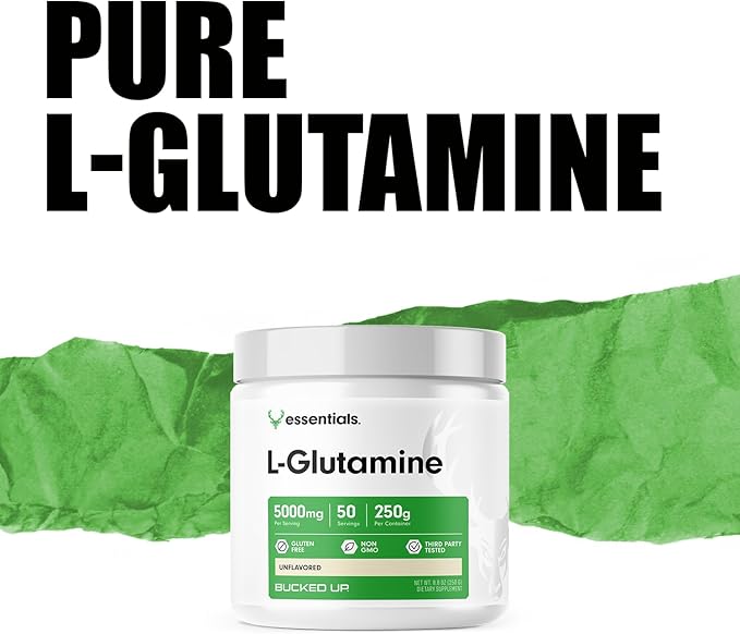 Bucked Up L-Glutamine (5000mg), Essentials (50 Servings, 250 Grams)