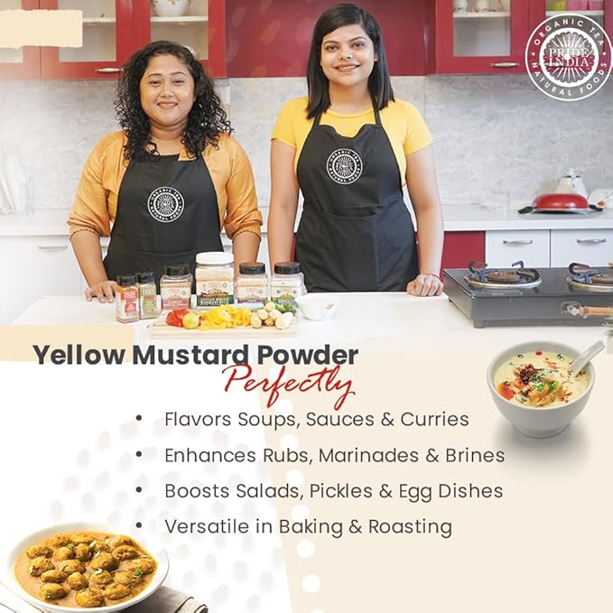 Pride Of India – Yellow Mustard Ground – Gourmet Spice - Ideal for Pickles/Mustard Dressing/Sauces/ Hotdogs – Preservatives & Additives Free – Easy to Store – 8oz. Medium Dual Sifter