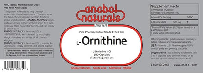 L-Ornithine 100 Caps 500 mg Free Form
