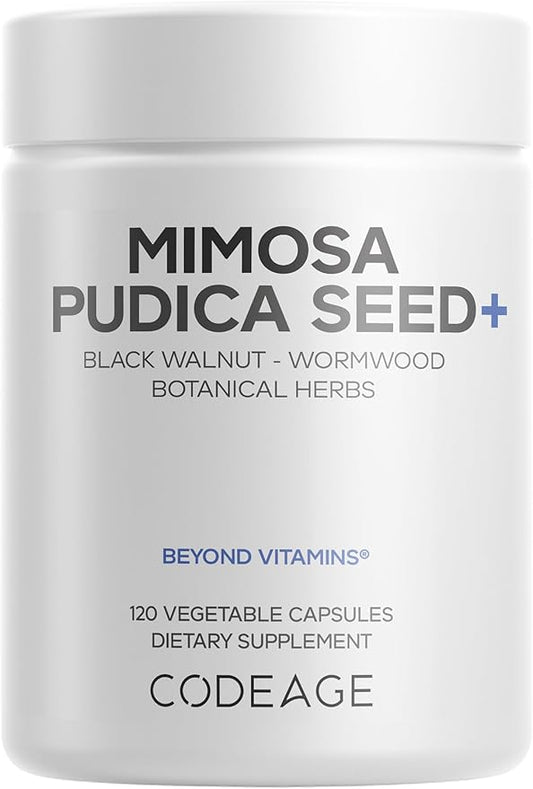 Codeage Organic Mimosa Pudica Seed Capsules - Mimosa Pudica Seeds Supplement - Black Walnut, Cloves, Vidanga, Neem, BioPerine - All in One - Sensitive Plant Pills - Non-GMO & Vegan - 120 Capsules
