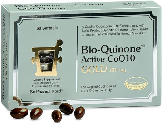 Pharma Nord Bio-Quinone Gold Coenzyme Q10 100mg | The Original CoQ10 | High Absorption, Backed by Research | Essential Antioxidant for Energy, Heart Health and Fertility Support* | 60 Softgels