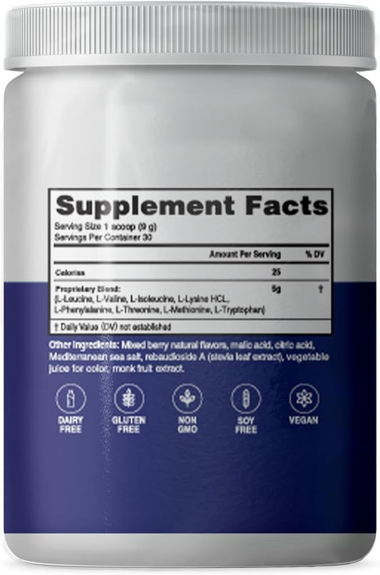 – Advanced Amino Powder, Amino Acid Supplement, Build Muscle, Post Workout Recovery, Energy, Stamina, Non-GMO, Gluten Free, Dairy Free, Vegan (30 Servings)