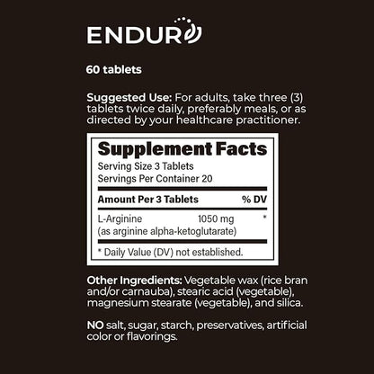 L - Arginine - 350mg Sustained Release Dietary Supplement for Optimal Absorption - Nitric Oxide Precursor* 60 Count