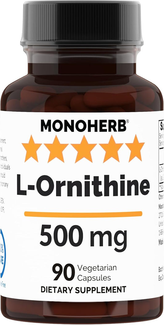 L-Ornithine 500 mg - 90 Veg Capsules - 90 Servings